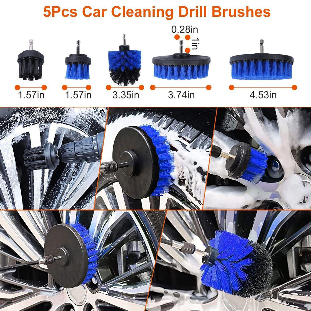 26Pcs Car Detailing Brush Set Complete Cleaning Kit with Drill Brushes & Buffing Pads - Achevera