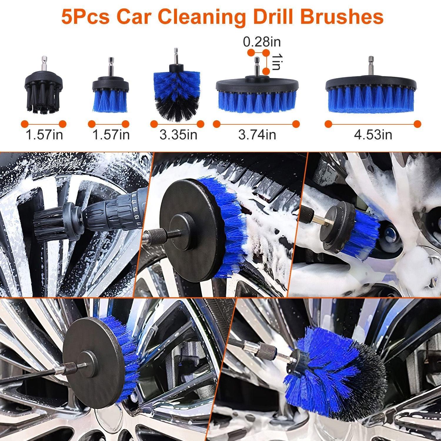 26Pcs Car Detailing Brush Set Complete Cleaning Kit with Drill Brushes & Buffing Pads - Achevera