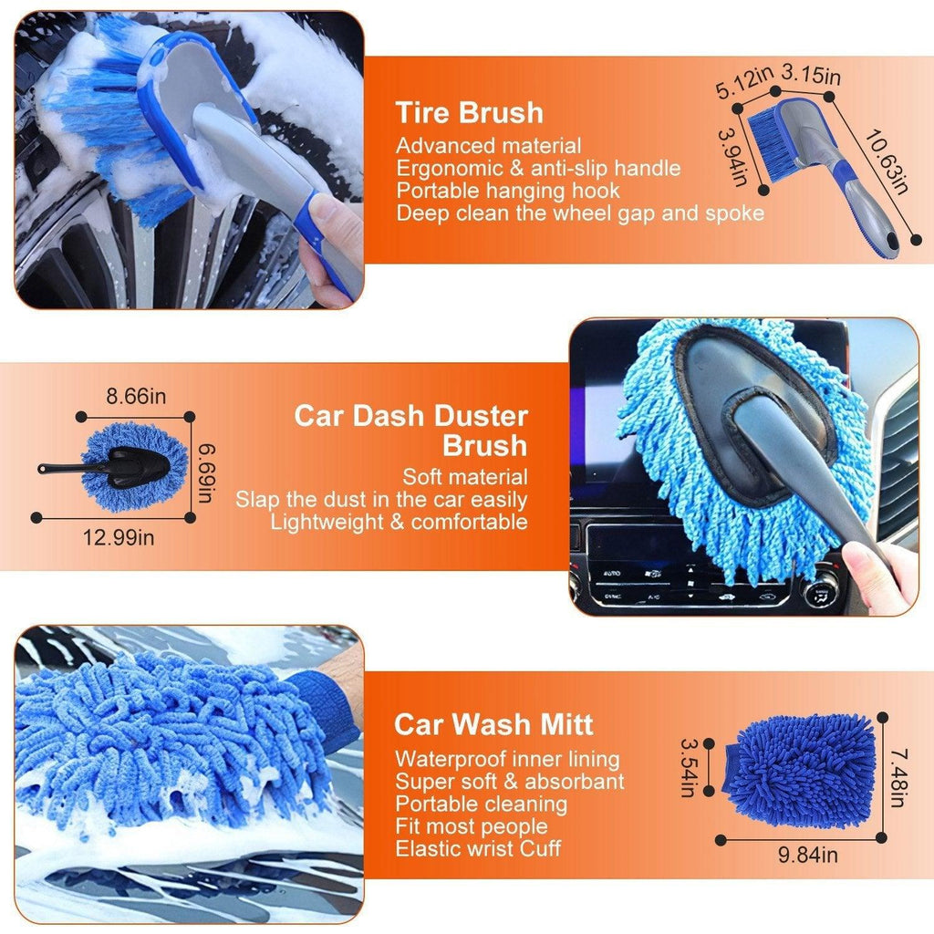 26Pcs Car Detailing Brush Set Complete Cleaning Kit with Drill Brushes & Buffing Pads - Achevera
