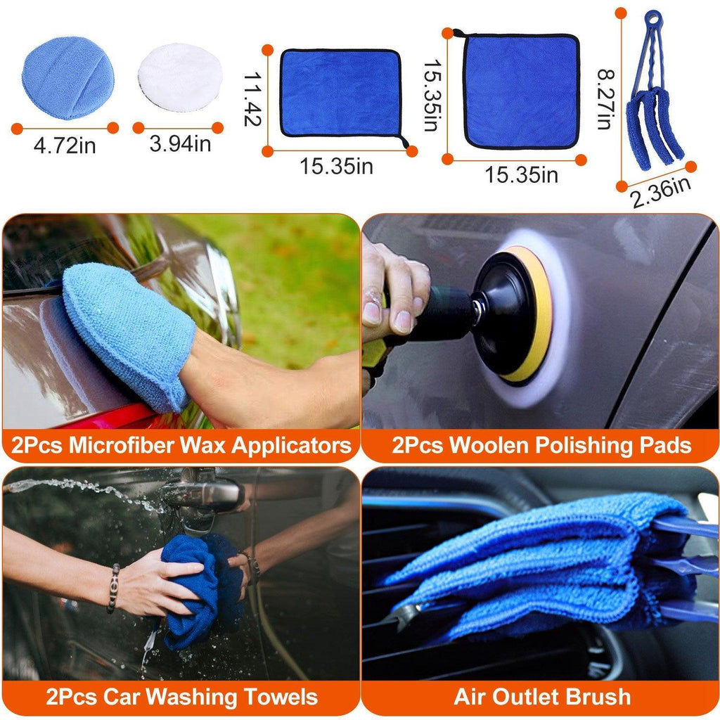 26Pcs Car Detailing Brush Set Complete Cleaning Kit with Drill Brushes & Buffing Pads - Achevera