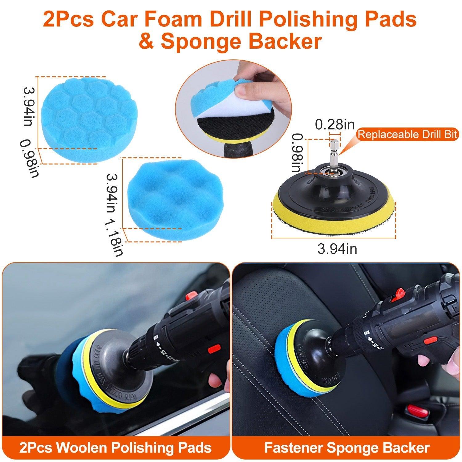 26Pcs Car Detailing Brush Set Complete Cleaning Kit with Drill Brushes & Buffing Pads - Achevera