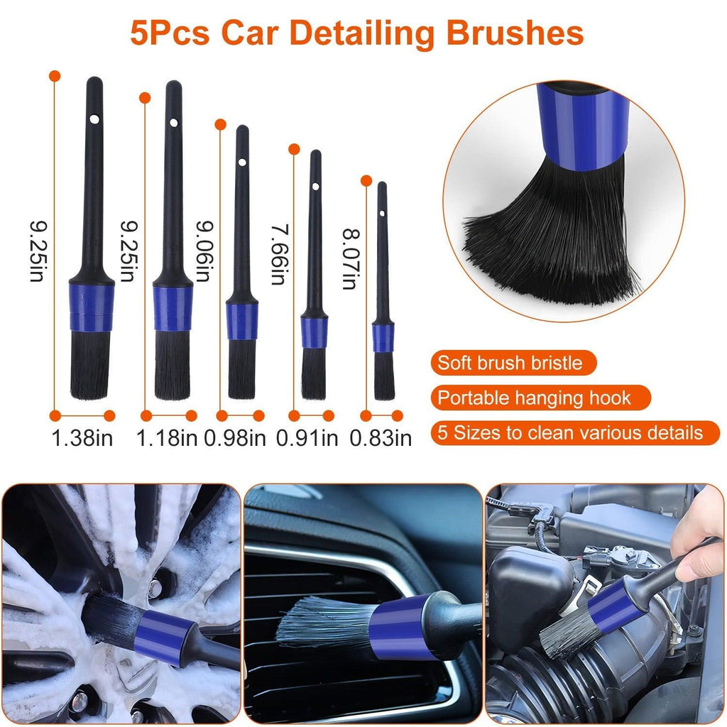 26Pcs Car Detailing Brush Set Complete Cleaning Kit with Drill Brushes & Buffing Pads - Achevera