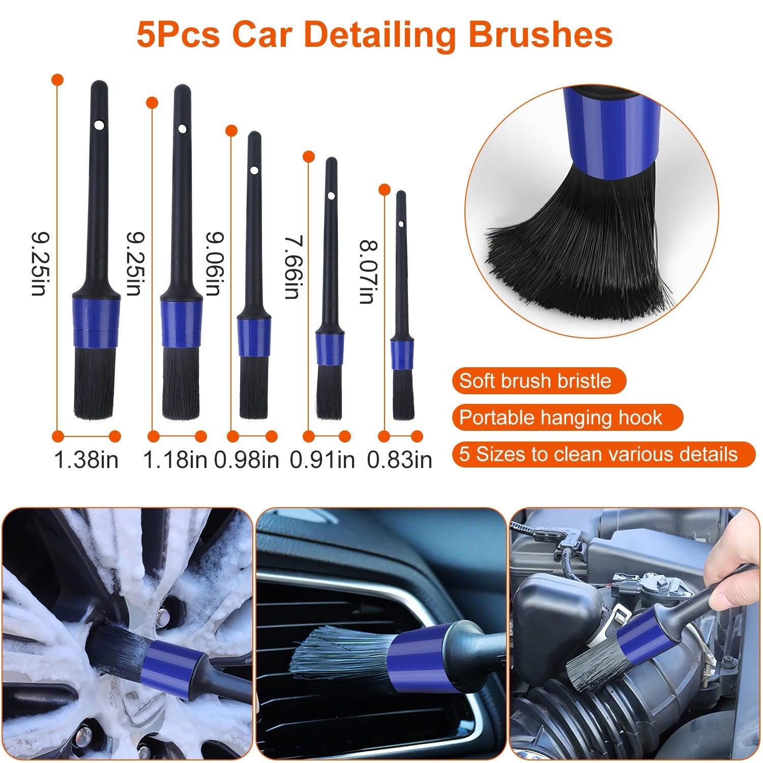 26Pcs Car Detailing Brush Set Complete Cleaning Kit with Drill Brushes & Buffing Pads - Achevera