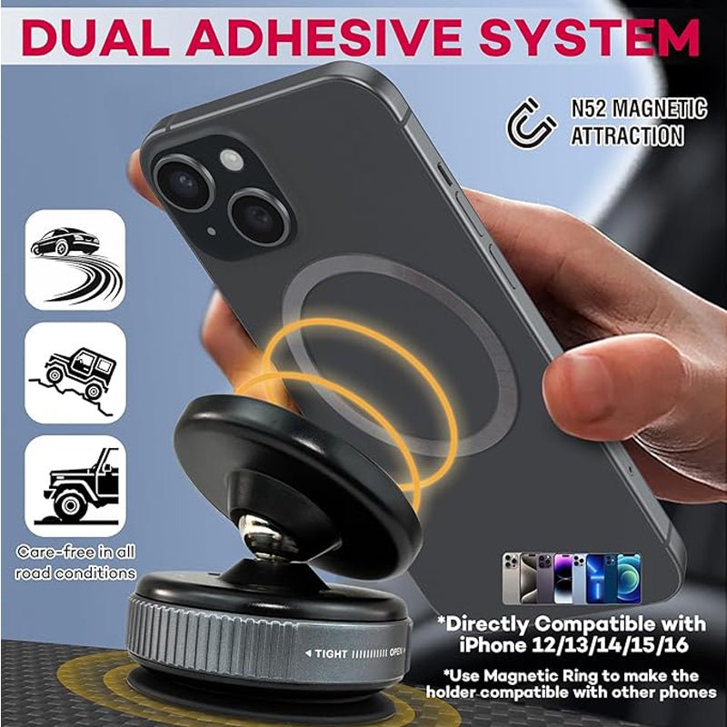 Car Phone Holder, Upgraded 360Adjustable Vacuum Suction 20X Magnets - Achevera