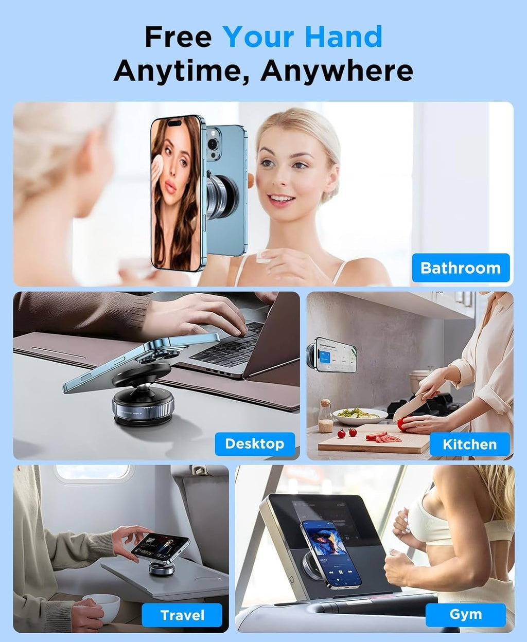Car Phone Holder, Upgraded 360Adjustable Vacuum Suction 20X Magnets - Achevera