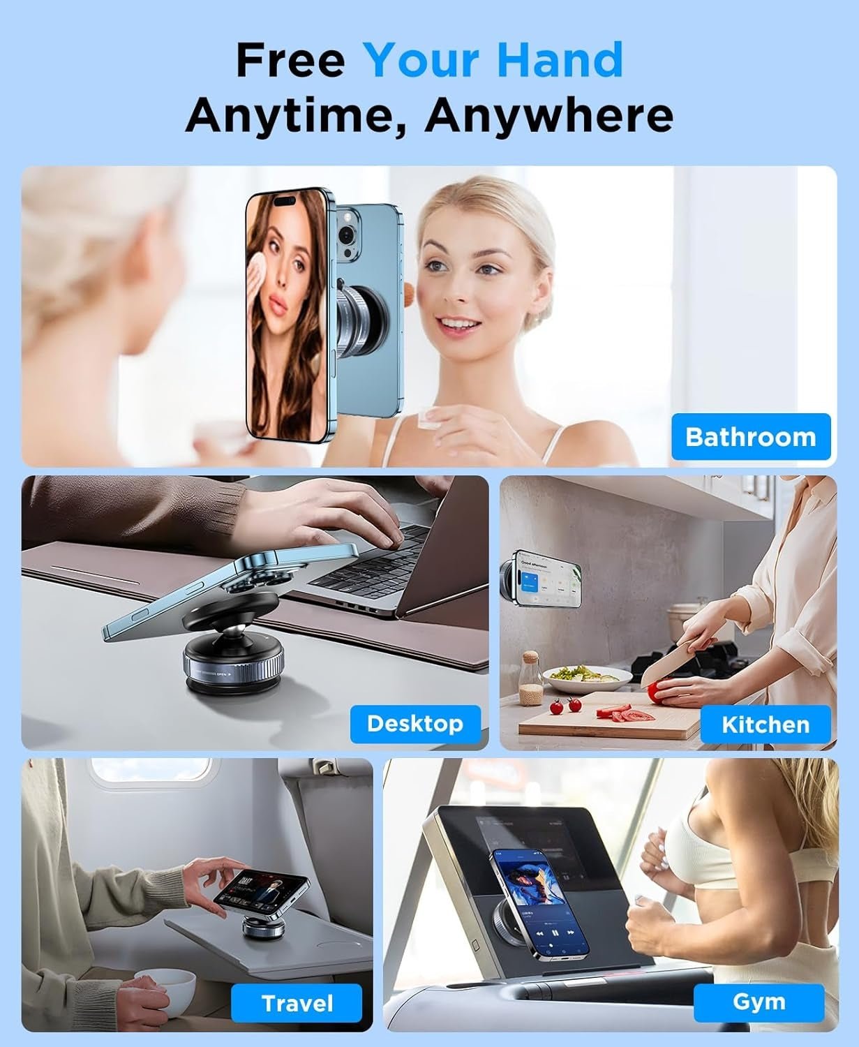 Car Phone Holder, Upgraded 360Adjustable Vacuum Suction 20X Magnets - Achevera