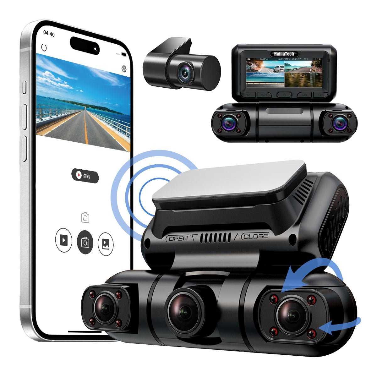 Hainatech 360° Dash Cam with GPS, WiFi, Night Vision, 24/7 Recording & Free 128G Card - Achevera