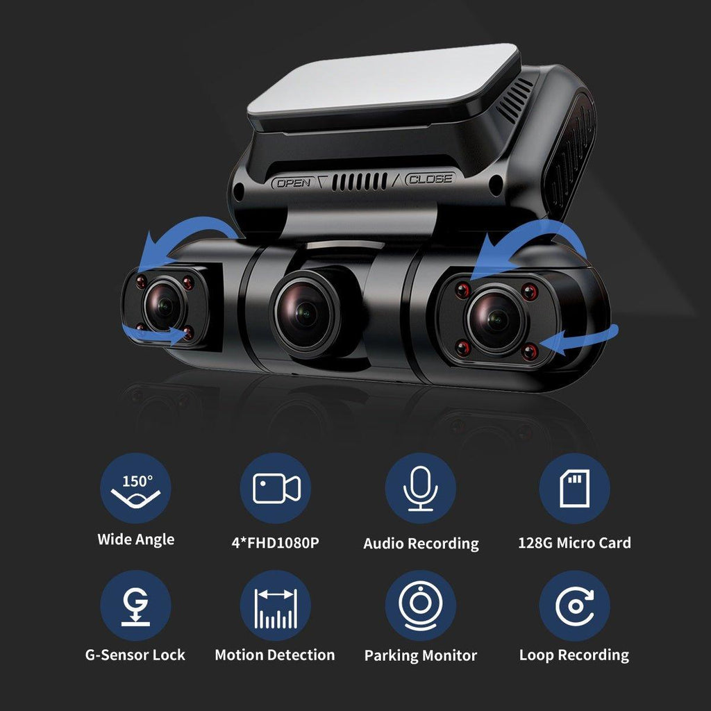Hainatech 360° Dash Cam with GPS, WiFi, Night Vision, 24/7 Recording & Free 128G Card - Achevera