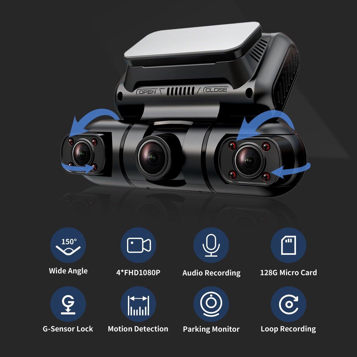 Hainatech 360° Dash Cam with GPS, WiFi, Night Vision, 24/7 Recording & Free 128G Card - Achevera