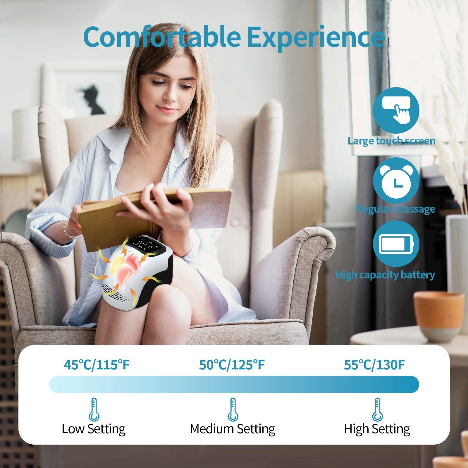 Rechargeable Electric Knee Massager with Infrared Heating for Pain Relief - Achevera