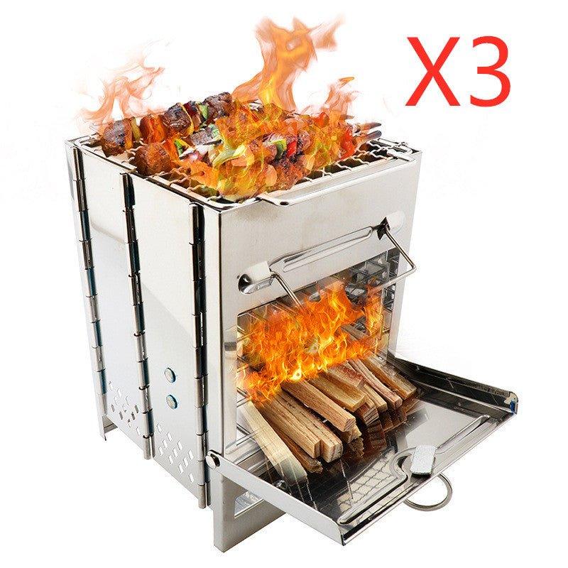 Portable Wood Stove for Outdoor Cooking, Folding Camping Equipment - Achevera