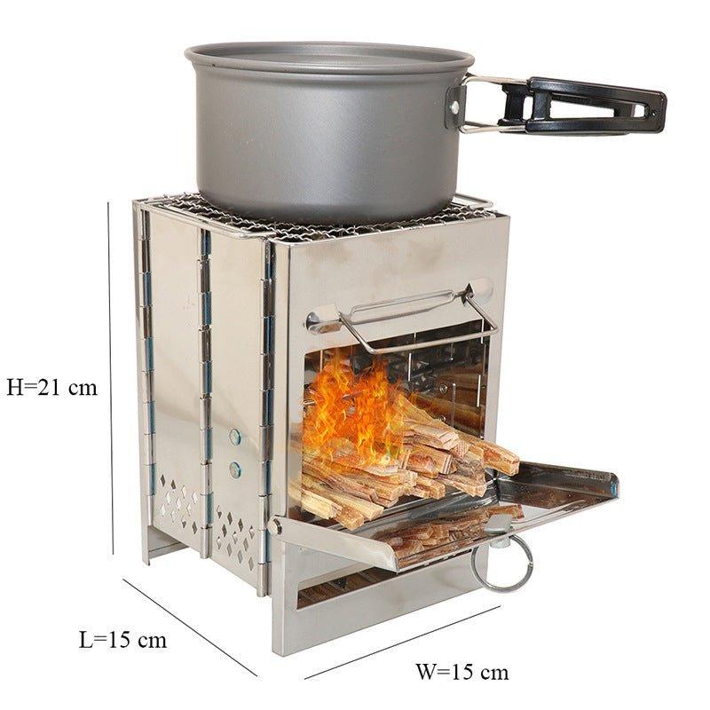 Portable Wood Stove for Outdoor Cooking, Folding Camping Equipment - Achevera