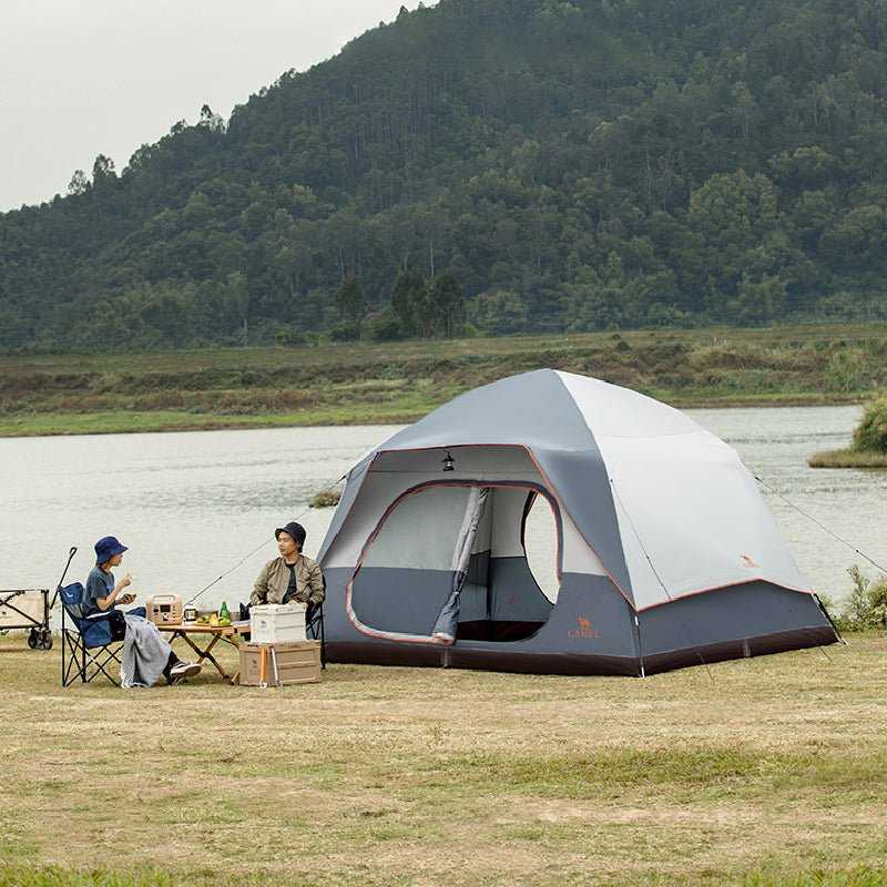 Outdoor Tent Quick Build Glass Pole Waterproof Shading Large Space Rain Camping Travel Tent - Achevera
